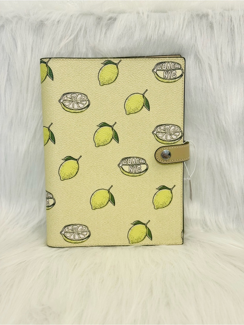 Coach Notebook with Lemon Print Silver Garden Glade Multi Smooth Leather NWT
